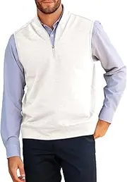 [Makkrom] Mens Quarter Zip Sleeveless Golf Vest Pullover Stand Collar Casual Slim Fit Vest