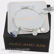 Authentic Alex and Ani Holiday Sailboat Shiny Silver Expandable Charm Bangle
