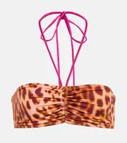 [Stella McCartney] Stella McCartney Leopard-print bandeau bikini top AU 8 multicoloured