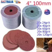 100PCS 4" 100mm Fibre Sanding Discs Grinding Wheel For Angle Grinder Inox Metal