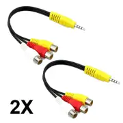 2pcs 3.5mm Male to RCA Female Cable Composite Stereo Audio AV Adapter Cord