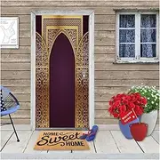 Door Stickers 3D Door Stickers Exotic Ethnic Religious Believer Wallpaper Bedroom Living Room Decor Mural Wall Poster(B,85x215cm)