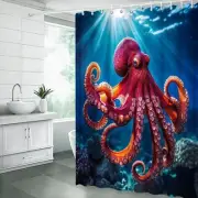 Nautical Ocean Octopus Shower Curtain Animal Tentacle Underwater World