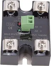Respicefinem Berm Solid State Relay Single Channel DC Control Dual Channel AC 1 Phase SSR with High Strength Screws Brass Contacts Flame Shell Thickened Heat Sink Base Red and (10A(BERM-DK10DA))