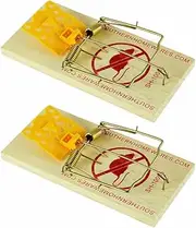 Leona Co 2pc Wooden Metal Pedal Mouse Trap, Poison Free Non Toxic Wood Rats Mice Trap for Indoor/Outdoor, 10cm x 4.5cm