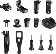 HSU Basic Adapter Grab Bag for GoPro - 13pcs Kit Including Quick Release Buckle, J-Hook Buckle, 3-Way Pivot Arms, Tripod Mount, Curved Extension Arm and Thumbscrews