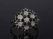 3Ct Round Cut Moissanite Cluster Engagement Wedding Ring 14k Yellow Gold Plated