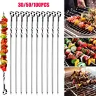 50/100X Barbecue Metal Skewers Stainless Steel Flat Needle BBQ Kebab Stick Tools