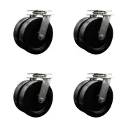 8 Inch Dual Polyolefin Wheels Swivel Caster Set with Ball Bearing Service Caster