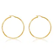 9ct Yellow Gold Silver Filled Simple Two Tone 50mm Hoop Earrings