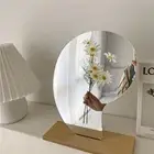 Irregular Cosmetic Make Up Mirror W / Wood Base for Women