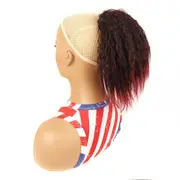 Short Fluffy Drawstring Perm Curly Ponytail Wig - 1btbug