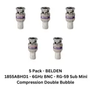5 Pack BELDEN 1855ABHD1 RG-59 Sub Mini 6GHz 1080p BNC Compression Double Bubble