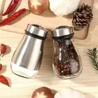 Glass Stainless Steel Storage Pepper Shakers Salt Bottle Spice Dispenser
