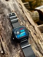 Dark Moon – Modified Watch Based on Casio AE-1200 – Polar Blue Gradient Screen