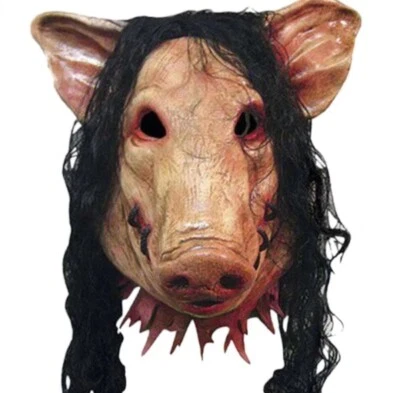 Scary Halloween Pig Mask With Hair Latex