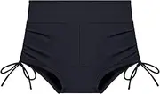 [Generic] Leakproof Bikini Bottom for Women High Waist Full Coverage Adjustable Side Tie Swimsuit Comfy Tummy Control Swimwear