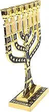 Cabilock Retro Jewish Menorah Metal Candle Stick for Hanukkah Decorations Traditional 7-Branch Craft Table Dec