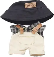 koolsoo Plush Doll Top and Pants Plush Doll Clothes Educational Clothing for Little Girls DIY with Hat Make Your Own Dolls for 15cm, Black hat