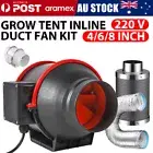 Silent Inline Fan Industrial Extractor Duct Hydroponic Exhaust Vent 4" 6" 8inch