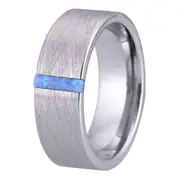 Tungsten Silver Opal Stone Wedding Ring