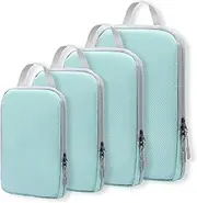 [Areaphmet] Compression Packing Cubes for Travel, 4pcs Travel Packing Cubes Organisers for Travel Accessories compression bags Packing Organisers Expandable Storage forl Luggage Suitcases-Skyblue