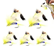Fly Fishing Dry Flies, Flying Hook Flies, Dry/Wet Fly Nymphs, Improved Fishing Seed, Pack of 5 Trout Fly Fishing Lures for Bass, Trout, Salmon, Fly Hooks, Soft Bait