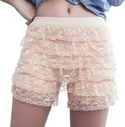 [DRHOM] Women Layered Ruffle Shorts Y2K Lolita Culottes Pettipants Slips Tiered Bloomers Under Shorts for Dress