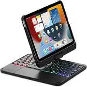 Jarttarn Keyboard Case for iPad Mini 7th/6th Generation (2024/2021),7-Color Backlit Bluetooth Wireless Removable Keyboard with Smart Touchpad & Tablet Protective Cover (Black)