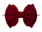 Girls Waffle Big Bow Headband - Wine Red