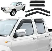 Weather Shields for Nissan Navara D22 1997-2015 Dual Cab Accessories, Weathershields Car Wind Deflectors Window Visors Rain Guard Exterior, Injection Tinted Black 4PCS/Set