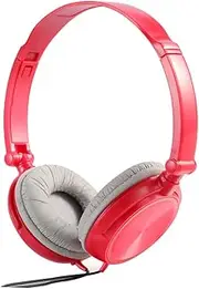 Veemoon Headphones with Microphone Lightweight Foldable Over Ear Headsets with Volume Control for Smartphones Laptops and Tablets Bass Sound Red Ear Pads Random Color