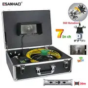 30M 7 inch WIFI Drain Sewer Camera Pipe Inspection Camer 38 LEDs 360°Rotating