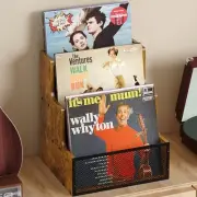Vinyl Record Storage Holder, Stepped 3 Tier LP Vinyl Record Crate with Metal ...