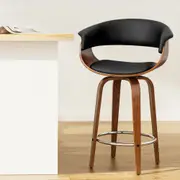 1X Artiss Bar Stools Swivel PU Seat Wooden