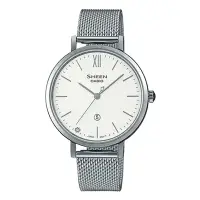 在飛比找Yahoo奇摩購物中心優惠-CASIO SHEEN系列知性極簡錶盤淑女腕錶-銀X白(SH