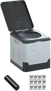 Portable Camping Toilet, Foldable Toilet for Adults, Porta Potty with Thick Black Garbage Bag for Outdoor Emergency, Camping, Car, Bucket, Travel, Outdoor, Hiking, Trips, Boat, Beach, Tent