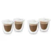 4pc La Cafetiere 200ml Double Walled Glass Cappuccino Cup Coffee Drink Mug Clear