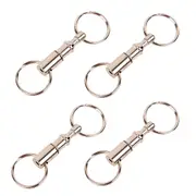 Detachable Quick Release Keychain Keyring Key Rings Pull Apart Removable Split Double Chain Holder Accessory Clips Belt Snap Seperate Silver