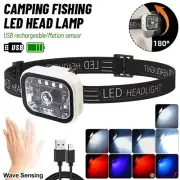 Ultra Bright LED Headlamp Sensor Head Light Torch Red/Blue/UV Lamp USB Charging
