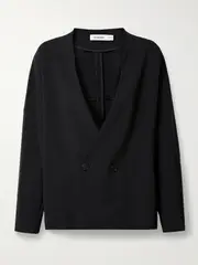 [FFORME] FFORME - Velma Double-breasted Wool-blend Crepe Blazer - Black - small small Black
