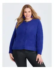 [Taking Shape] Fluffy Knit Crop Cardigan in Ultramarine