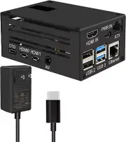 KVM-A3 Kit with Raspberry Pi 4 Case & 20W 5V 4A USB Type-C Power Adapter Compati