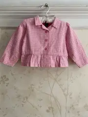 NWT OshKosh Baby Girls Gingham Jacket Top 24 Mos Pink
