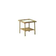 LIVING ACCENTS Outdoor Square Side Table 18.8" x 19.65" Glass/Steel Light Brown