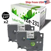 2 PK TZe231 TZe-231 Label Tapee Used for P-Touch CUBE (White) (Black on White)