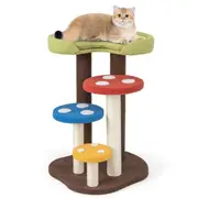 Costway Mushroom Cat Tree Tower 94cm Tall Cat Activity Center w/Sisal Posts/Cushion/Platforms