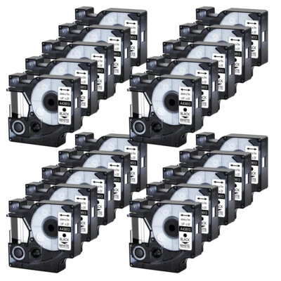 20PK 43613 Black on White Label Tape for DYMO D1 LabelManager 450D 100 6mm 1/4"