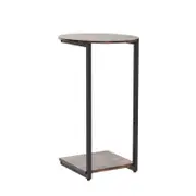 C-Shaped Sofa Round Table Wooden with Metal Frame for Small Spaces