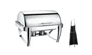 Virtuosa Stainless Steel Oblong 8QT Chafer, Roll-top Set Includes Food Pan, W...